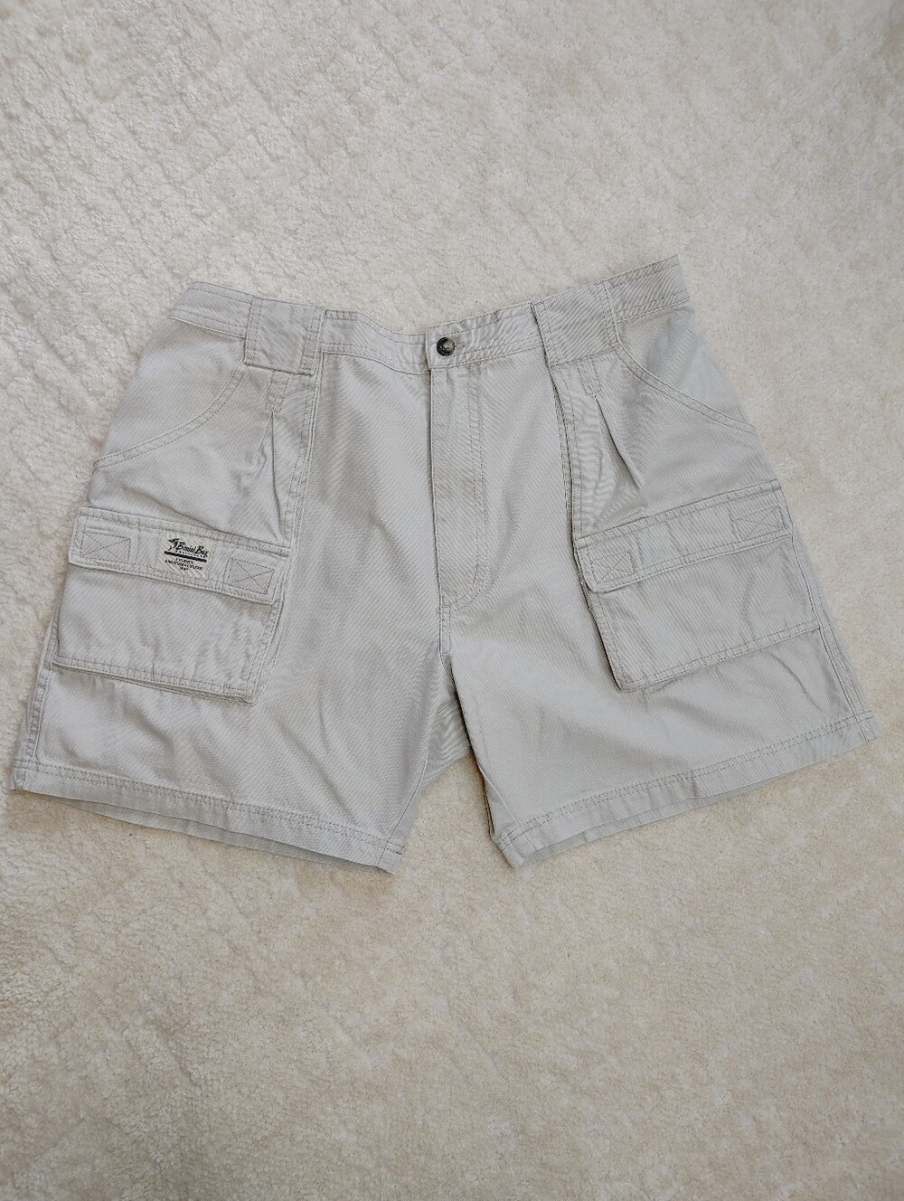 Bimini Bay Mens Elastic Waist Cotton Cargo Shorts, Tan 40